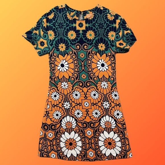 Maeve Dresses & Skirts - Anthropologie Maeve Floral Shift Mini Dress Green & Orange Size X-Small